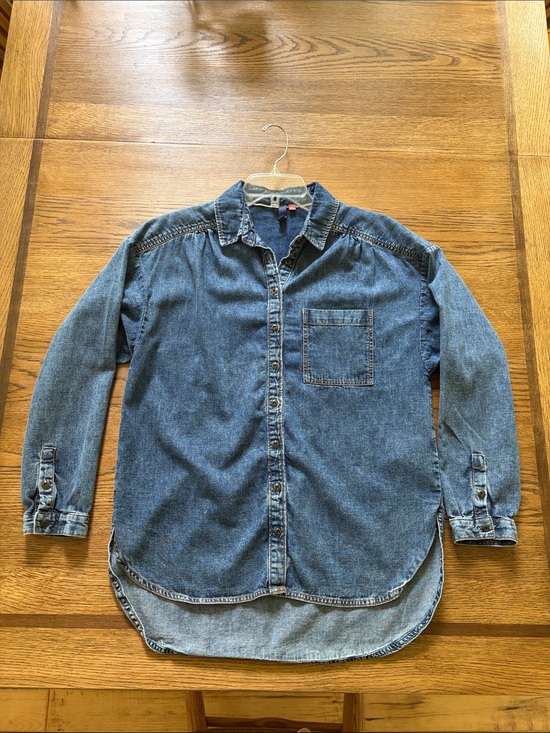 Pilcro Tops - Pilcro Indigo Denim Shirt by Anthropology with Orange Accent